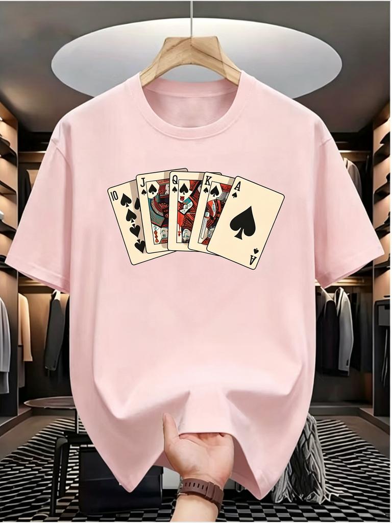 Unisex Summer Fun Poker Card Pattern Tshirt 100 Cotton Fabric Suitable For Daily Sports And Outdoor Wear Trendy And Fashionable