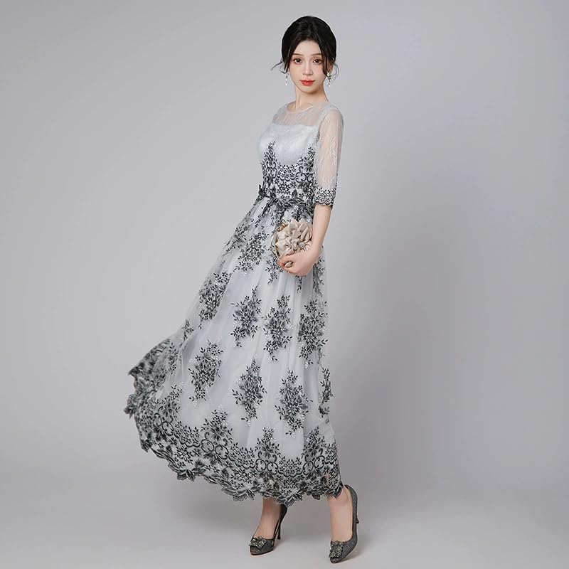 Párty Dlouhé Jeden Klavírní Recitál Formální Příbuzní [Šaty EightSTAR] Šaty, Svatba, Délka, A-Linie, Kus, Šaty, Dospělý, Šaty, Šedé, Rukávy, Host, (JP,