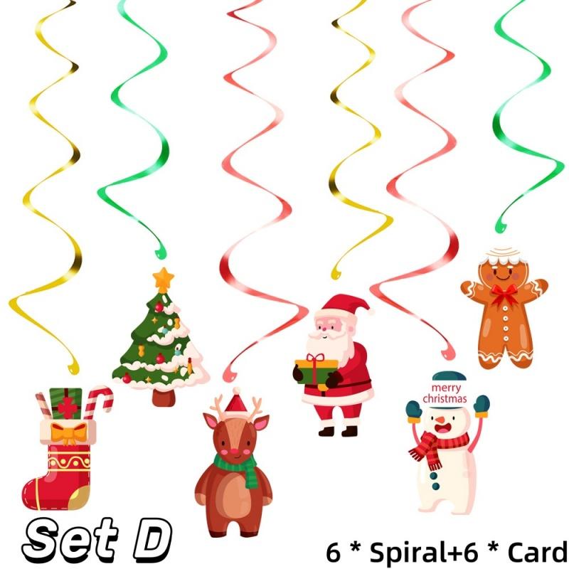 Newest Christmas Foil Spiral Pendants Ceiling Hanging Garlands Christmas Decoraitons for Home Navidad Decor New Year 2026 Gifts
