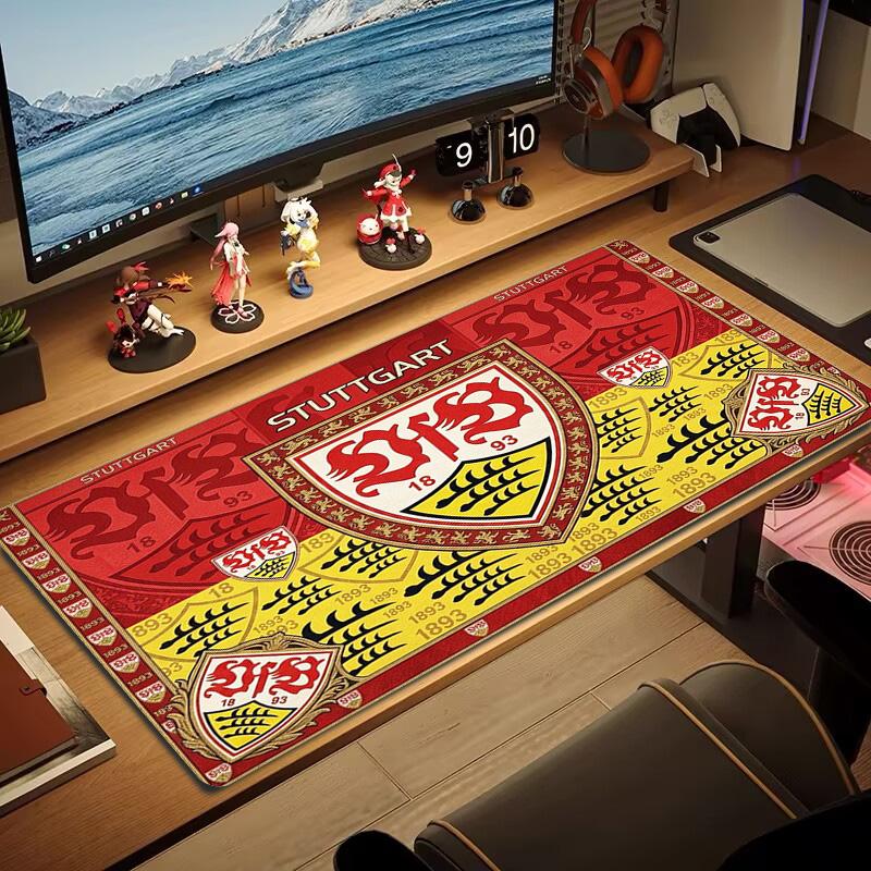 Tapis de souris couleur VfB Stuttgart Grand coussin de table de jeu Antidérapant pour ordinateur portable tablette Grande souris XXL Tapis Mini PC Tapis de jeu Avec bordure verrouillée