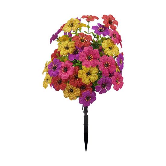 Piquet de fleur artificielle pour extérieur Résistant aux UV Faux arbustes floraux avec pic de sol Plante réaliste artificielle pour jardin, cour, porche, patio Décor