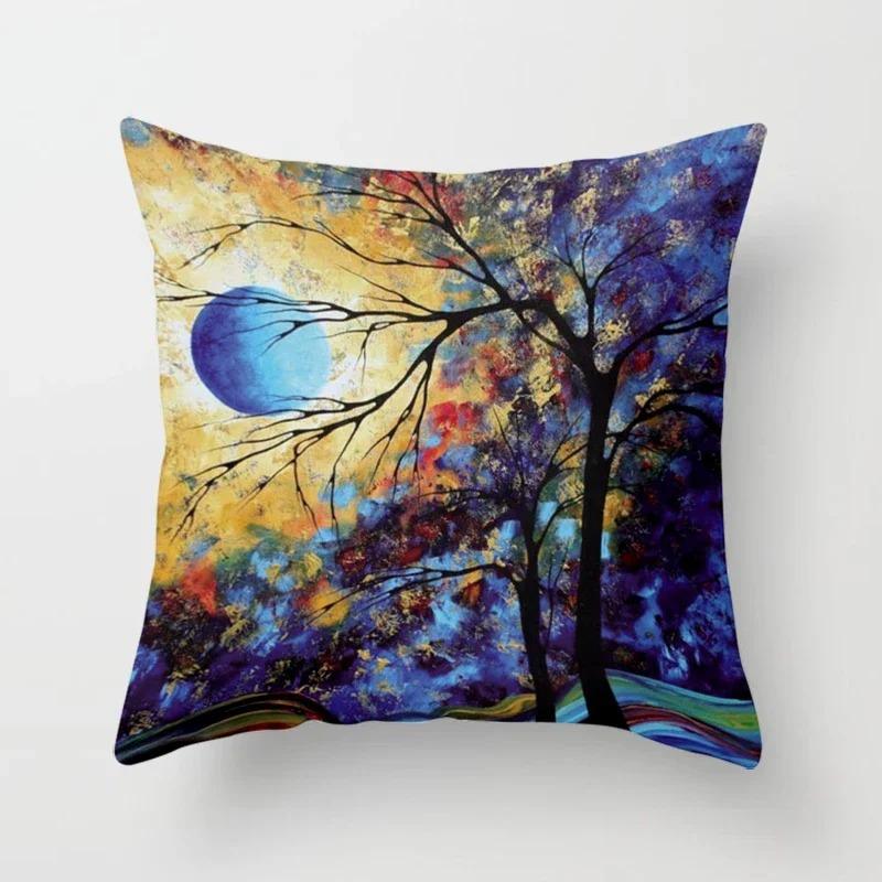 Abstraktes Baummalerei-Muster Dekorative Kissenhülle Auto Sofa Quadratische Kissenhülle