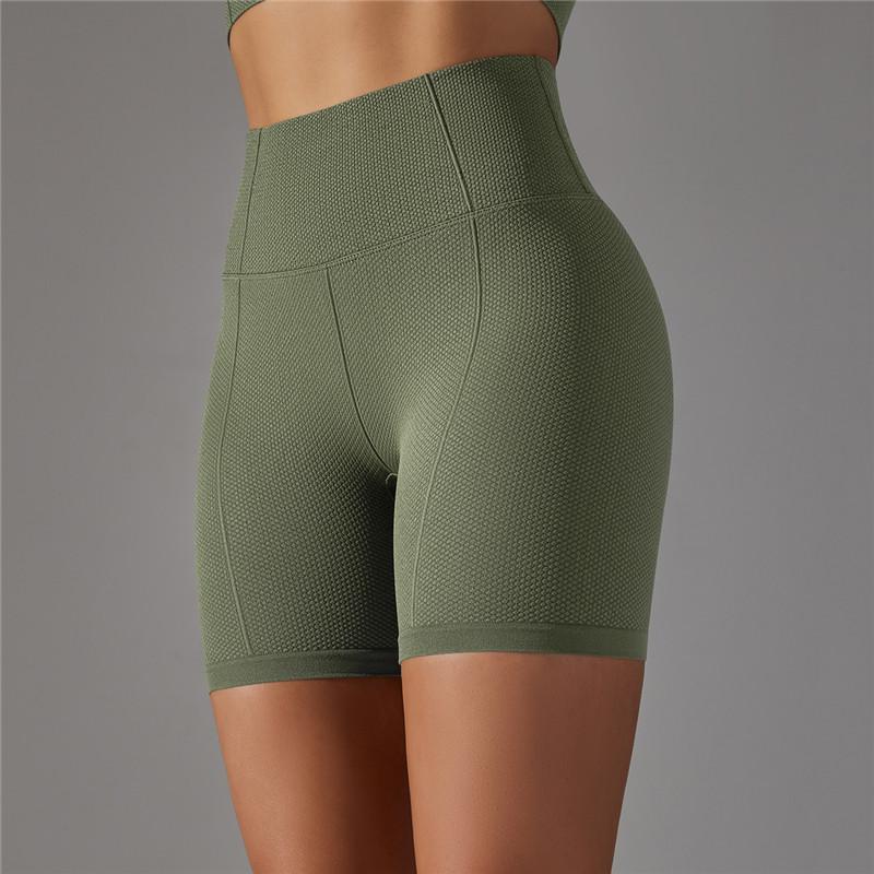 Nessaj Seamless Knit High Waist Yoga Shorts Running Fitness Breathable Quick Drying Yoga Shorts