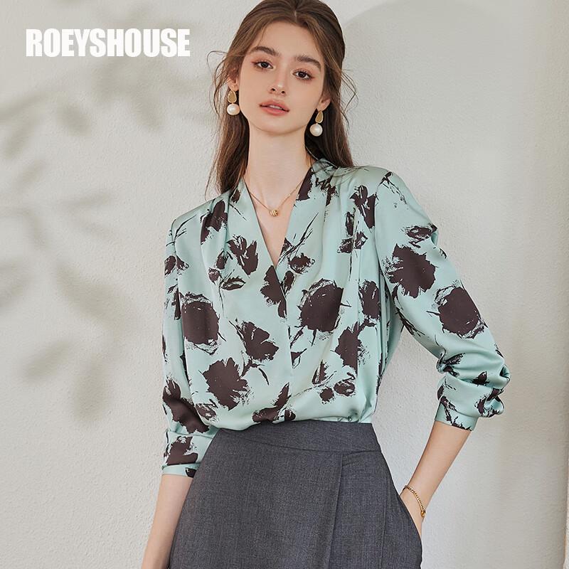 ROEYSHOUSE French V-Neck Floral Print Blouse S