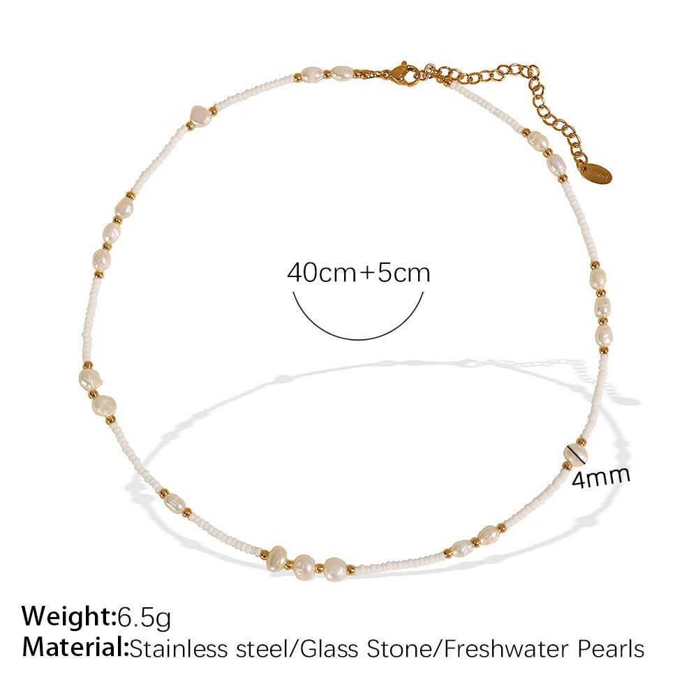 

Trendy natural pearl necklace, women s simple beaded collarbone chain jewelry