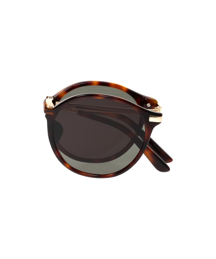 Heonteoaiweeo [Unisex] Round Folding Sunglasses - Havana Htc34