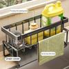 Kitchen Sink Caddy Organizer Plastic Sponge Soap Dish Holder with Dishcloth Hanger Drying Rack And Auto Drain Tray for Kitchen Countertop
