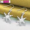 925 Sterling sølv Snowflake Drop øredobber smykker