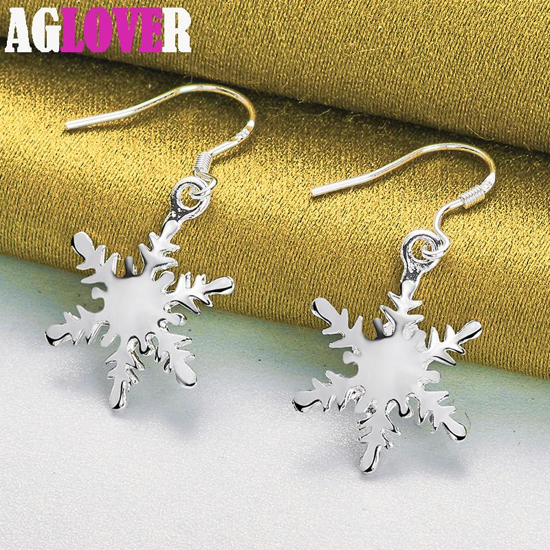 925 Sterling sølv Snowflake Drop øredobber smykker