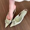 Fashion Woman Spring Beautiful Slingbacks Pumps Sexy Pointed Toe Flower High Heels Wedding Party Female Patent Leather Shallow Sandals