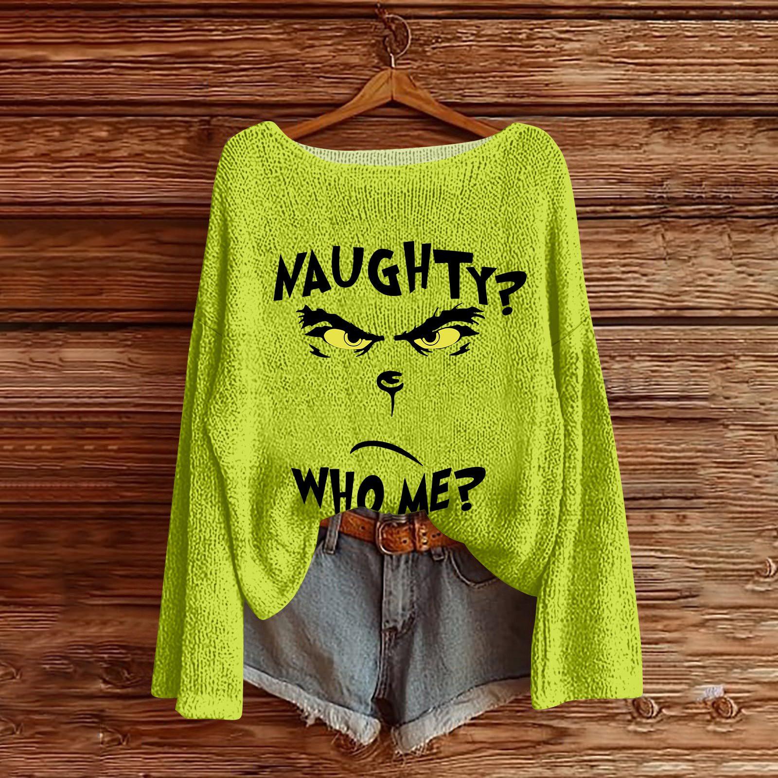 Женский легкий свитер с круглым вырезом, повседневный вязаный пуловер с длинным рукавом и рождественским принтом. L