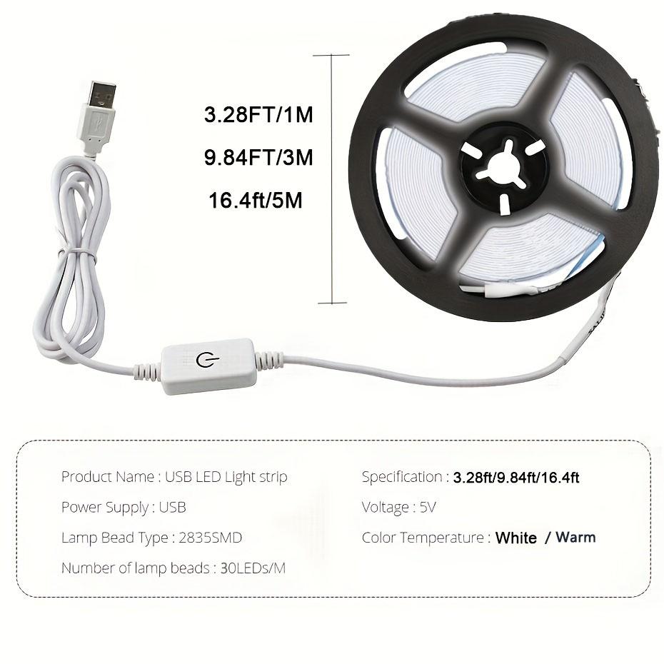 USB 5V LED Strip Light Smart Touch Switch Dimmable Strip Lamp SMD 2835 Flexible Lights Tape Ribbon 30LEDs/m For Home Room Decor
