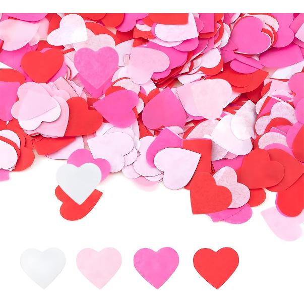 5000Pcs Heart Shaped Paper Confetti Bulk Pack Red Pink Mixed Valentine Hearts for Wedding Engagement Anniversary Party Decorations Table Scatter