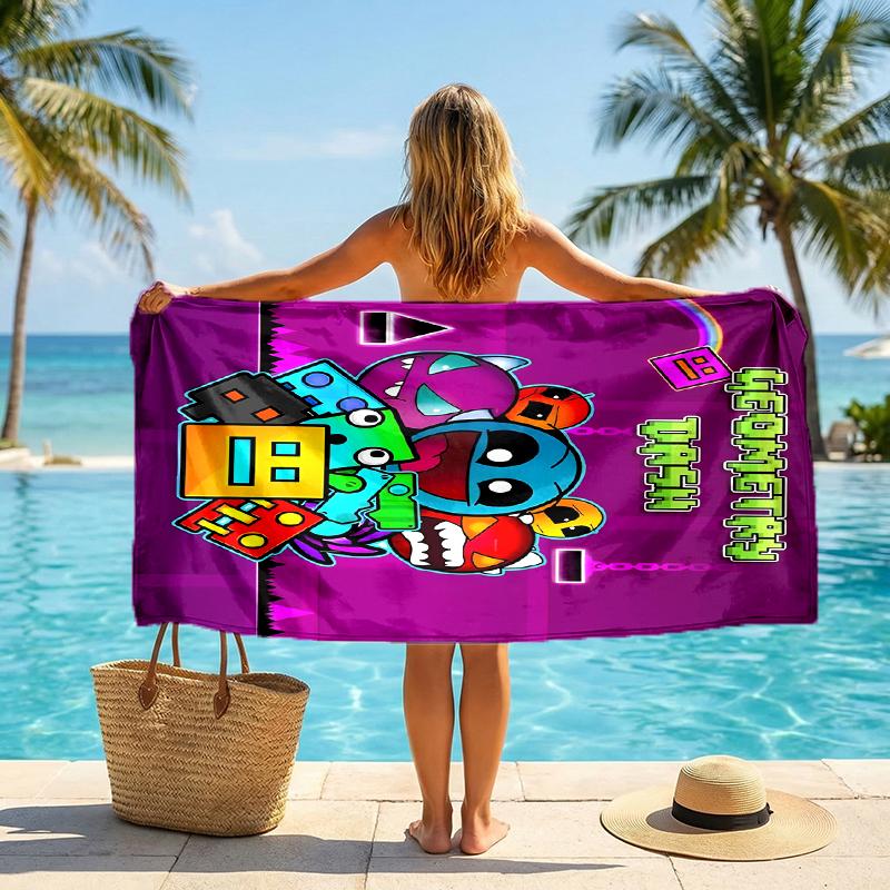 Geometry Dash Módní osuška: Ideální pro letní dobrodružství Měkké, savé a rychle schnoucí vhodné pro plavání a koupání
