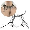 Star Round Leather Rope Necklace Adjustable Clavicle Chain Rock Style Neckchain