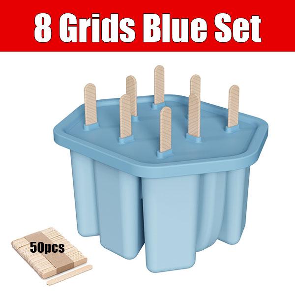8/10 Grids Silicone Popsicle Molds Easy-Release Popsicle Maker Molds Ice Pop Molds Homemade Ice Cream with 50PCS Popsicle Sticks