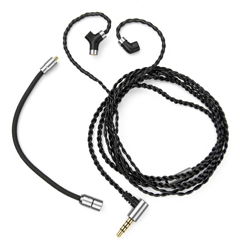 Qdc DEBUT-CG Mic Cable with Detachable Boom Mic 1.5m, 4-Core Silver-Plated Copper IEM Replacement Cable, Qdc 2pin 0.78mm To 3.5mm L-Plug
