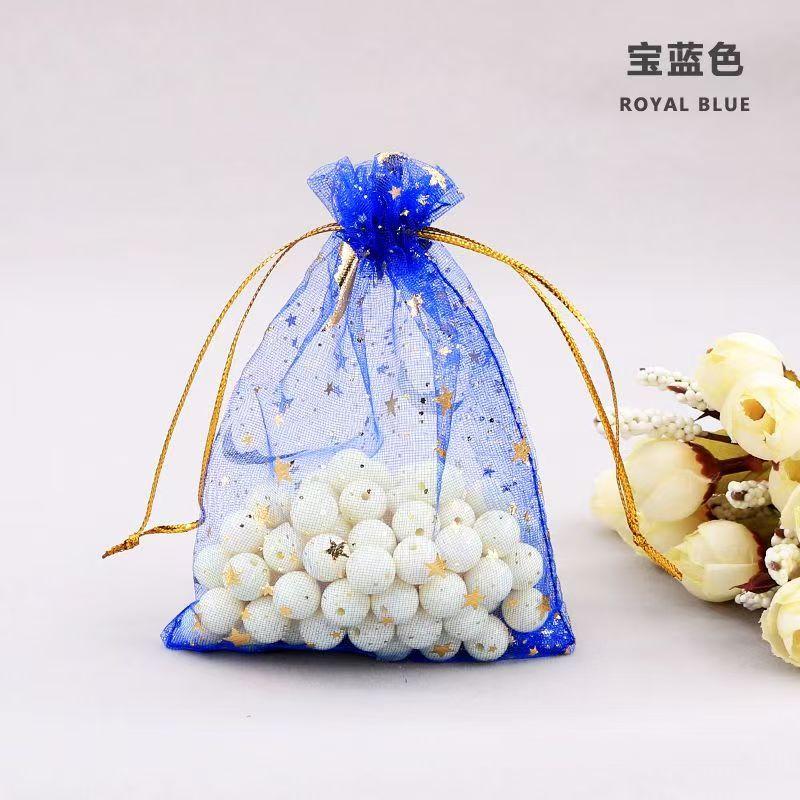 20PCS Moon Stars Drawstring Organza Bags Jewelry Gift Bags Pouches Gold Star Organza Favor Pouches for Christmas Wedding