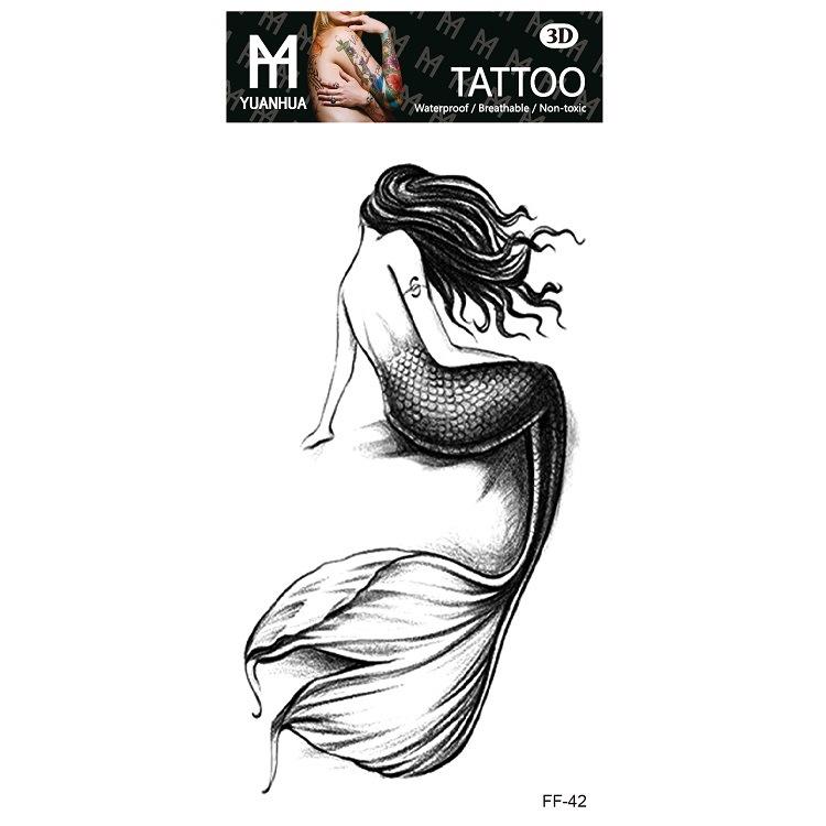 Plain Flower Bohemian Blue Rose Mermaid Waterproof Tattoo Sticker Simulation Water Transfer Sample Sticker