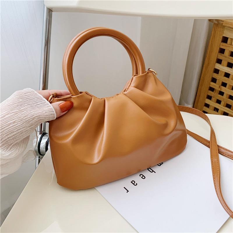 Cloud bag women's crossbody fashion pleated small bag simple wooden handle handbag women's shoulder small bag