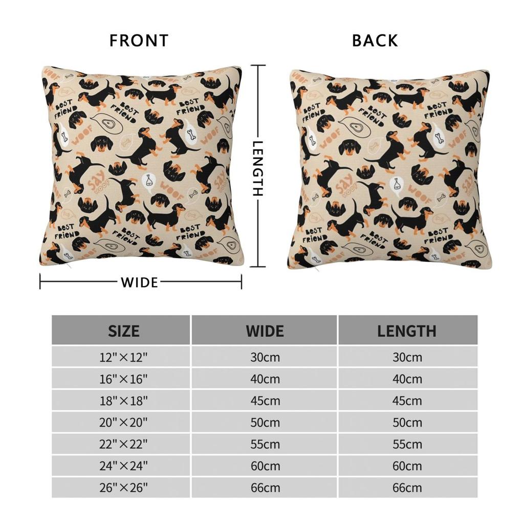Dachshund Best Friends Pillow Case Dogs Animal Cushion Covers Vintage Zipper Decorative Pillowcover For Home 40*40Cm