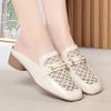 Spring and Summer Breathable Rhinestone Cowhide Sole Comfortable Hollow Single Shoes Women's Flat Fashion Sandals
