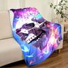1 Piece Blanket Purple Blue Skull Car Interior Blanket Suitable For All Seasons Cozy Warm Soft Blanket Suitable For Sofa Bed Travel Camping Living