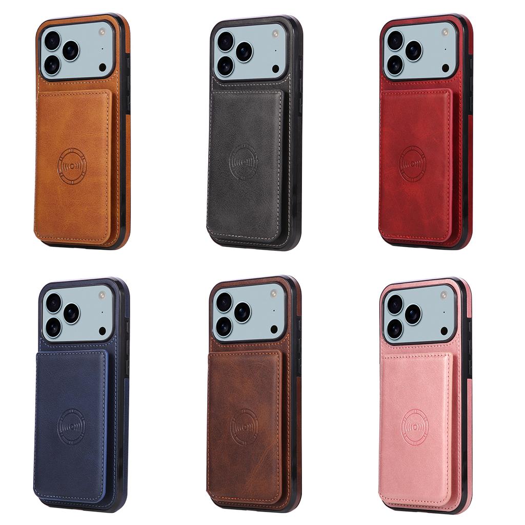 Business Magnetic Luxury Cards Solt Wallet Leather Phone Case For iPhone 17 Pro Max 16 Plus 15 Plus 14 13 12 11 Stand Bag Cover