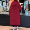 BITCED Long-Length Over-the-Knee Hooded Cotton Coat for Women Winter Oversized Cotton Jacket Thickened Warm Bread-Style Padded Coat
