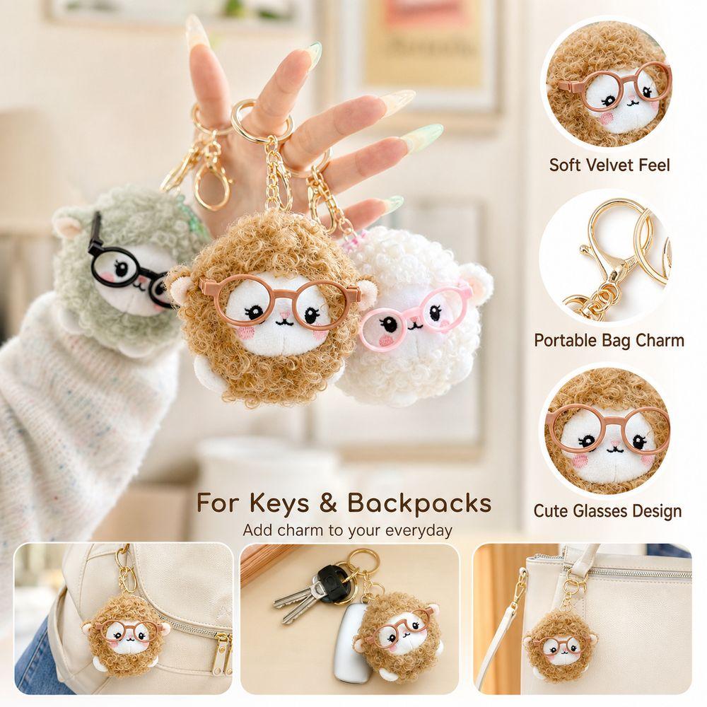 Soft Sheep Keychain Doll Short Velvet Sheep Keychain New Bag Pendant Backpack Accessories