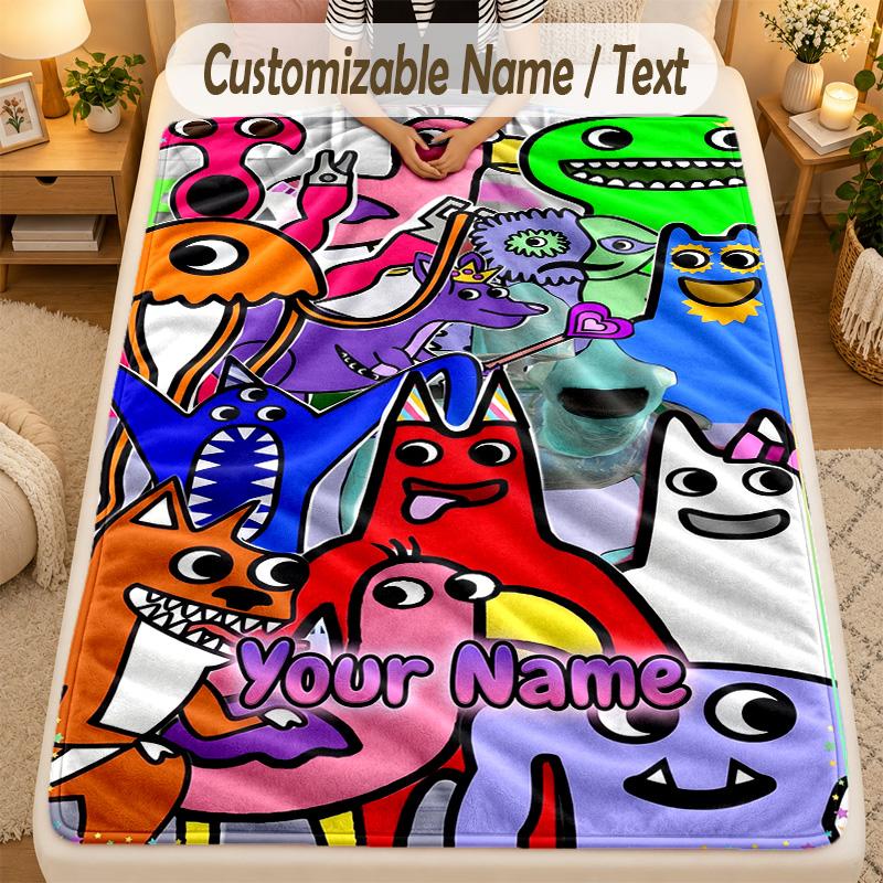 Flannel BlanketGarten of Banban Custom Name Text Personalized Soft Warm Throw Blanket Home Decor Gift