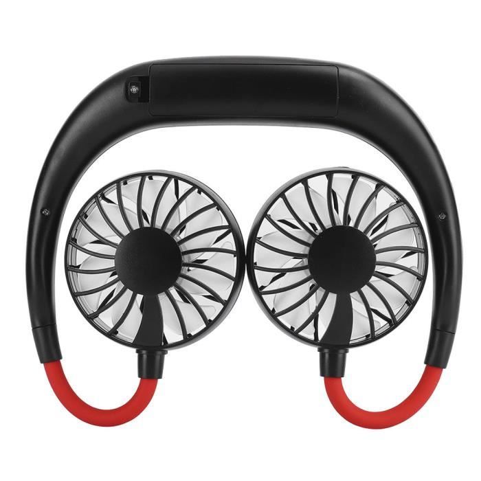 Fdit Osobní dobíjecí ventilátor Mini přenosný ventilátor na krk Dvojitý stolní Dobíjecí USB Závěsný styl