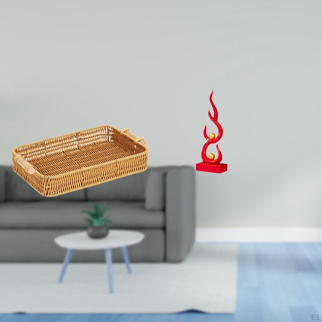 Woven Fruit Basket Fire Sculpture Resin Figurine Snack Bowl Abstract Flame Ornament Bread Plate