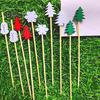 50Pcs Natural Fruit Toothpicks Food Grade Durable Xmas Tree Snowflake Shape Disposable Fruit Sticks