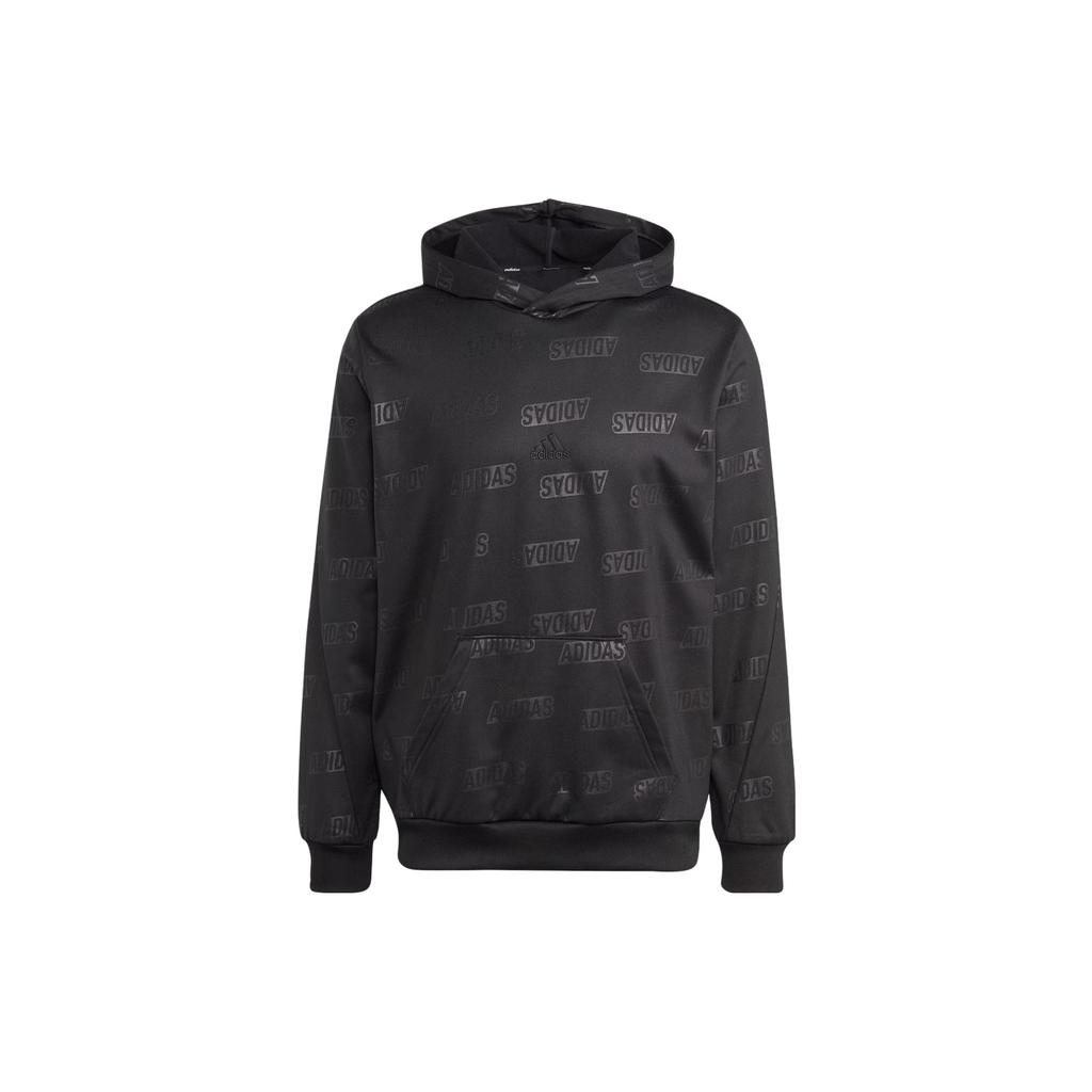 Adidas Essentials Series Men Letter Logo Embossed Polar Fleece Long Sleeve Hoodie Black IJ6435