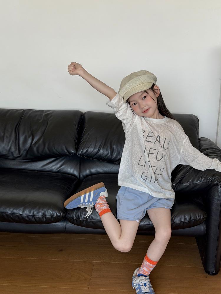 Girls' Korean Style Summer T-shirt & Sun Protection Cardigan – Breathable and Loose Fit for Medium & Large Children