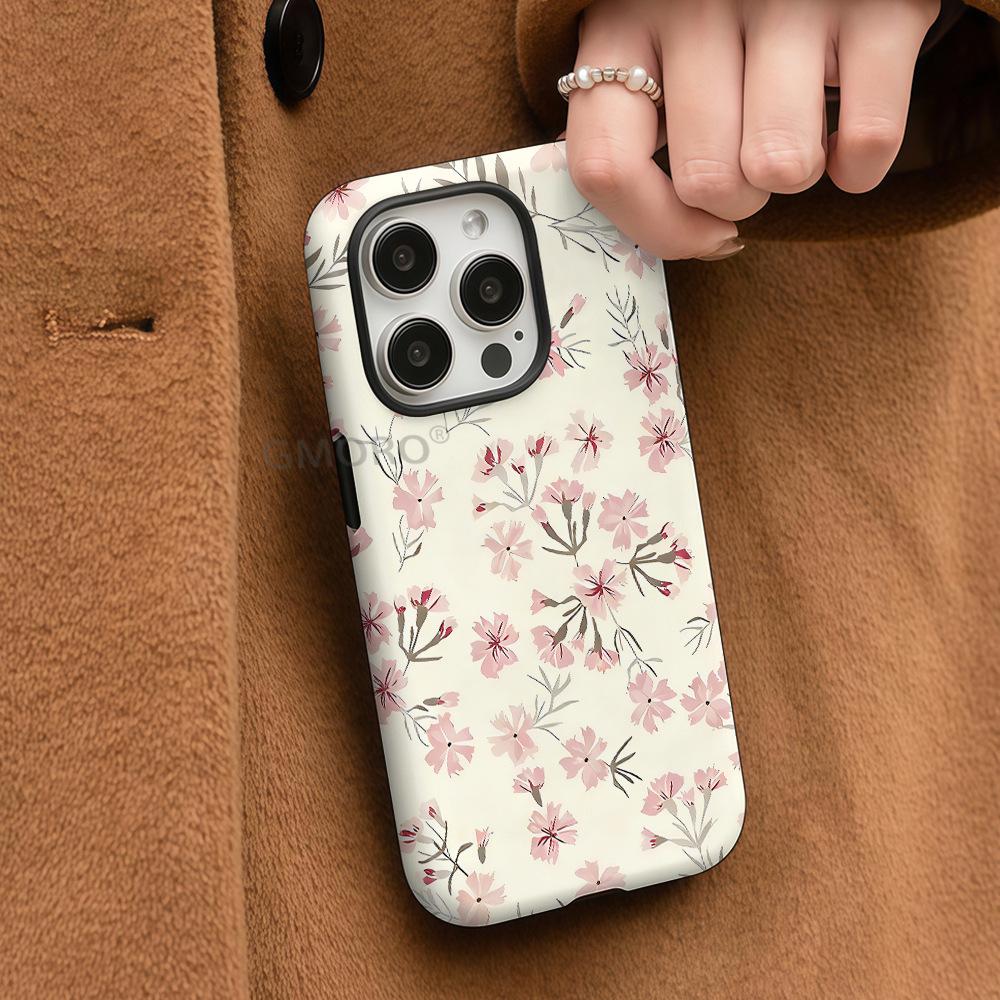 Summer New Product Jane European Fresh Temperament Flower Mobile Phone Case Apple Magnetic Protective Case iPhone Double-layer Anti-drop Case
