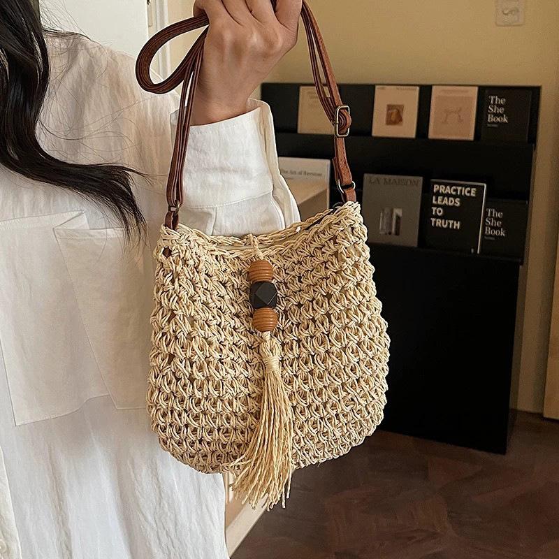 Bags Women's bags Summer seaside vacation woven bags High-end casual shoulder messenger bags