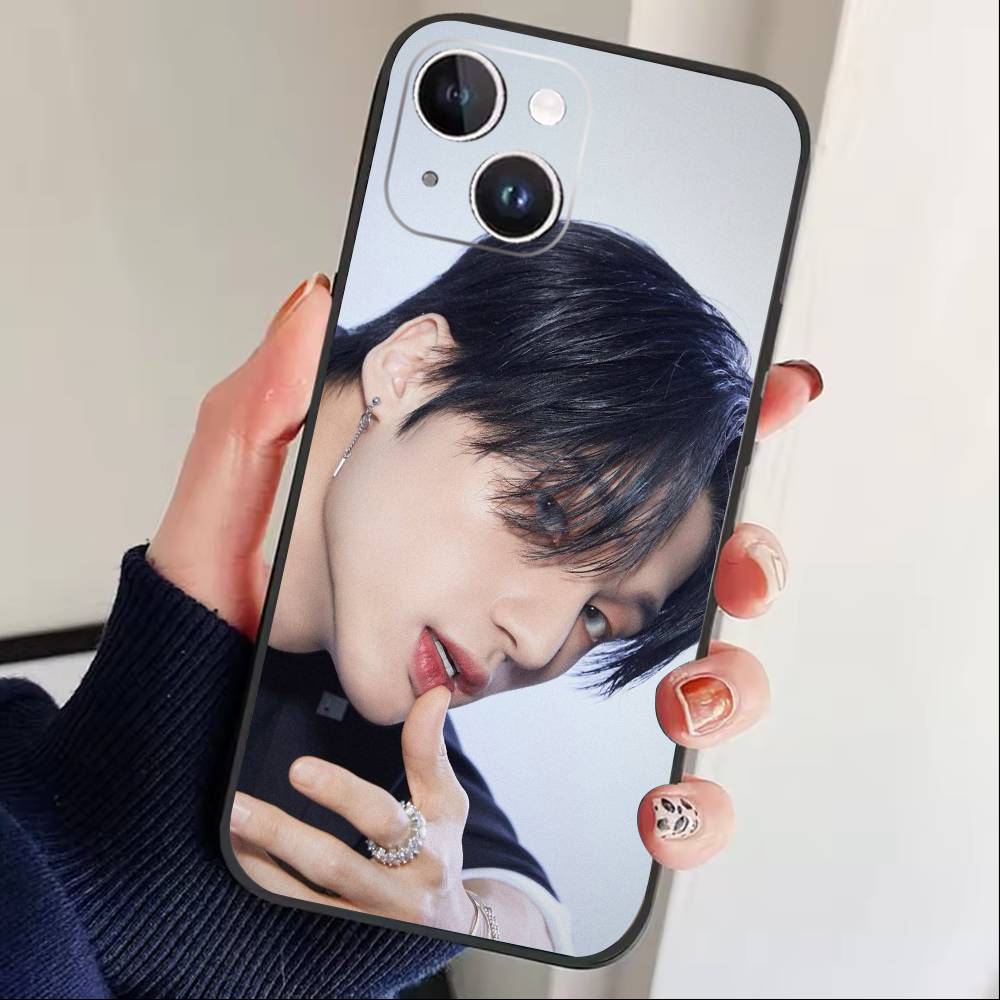 Hot E-ATEEZ Kpop Phone Case For iPhone 16,15,14,13,12,17,Pro Max,Plus Silicone Black Case
