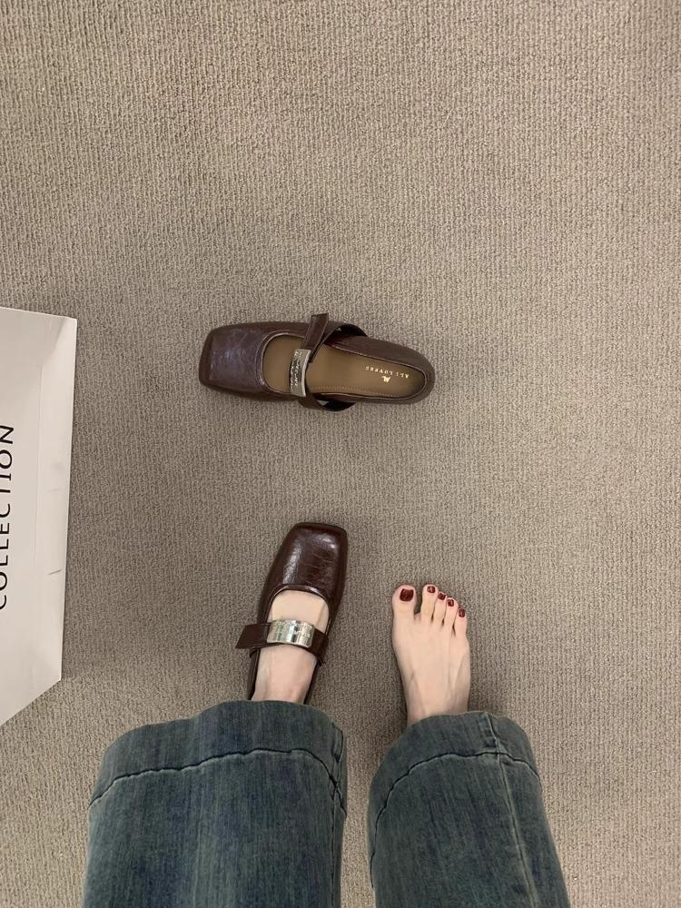 French Evening Shoes with Inner Height Increase Soft Leather Grandma Shoes Women's Versatile Commuter Wedge Heel White Single Shoes Mary Jane