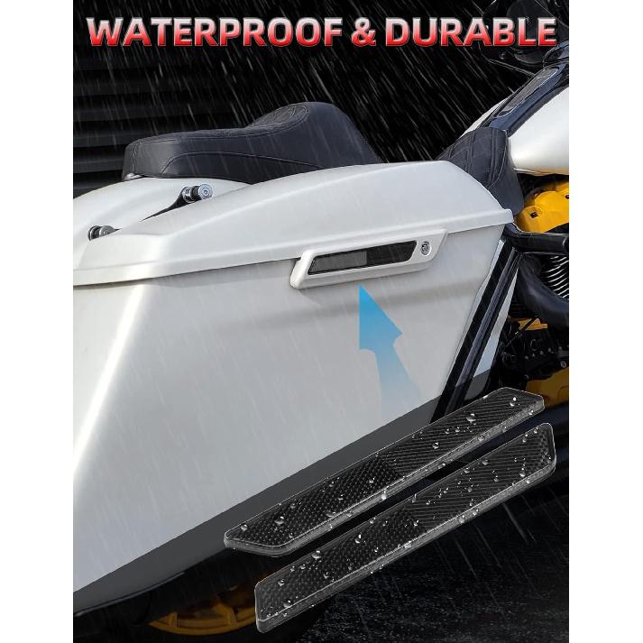 Amazicha Black Reflectors Hard Saddle Bag Latch Cover Reflectors Compatible for Harley Touring Street Glide Electra Glide Road Glide Road King