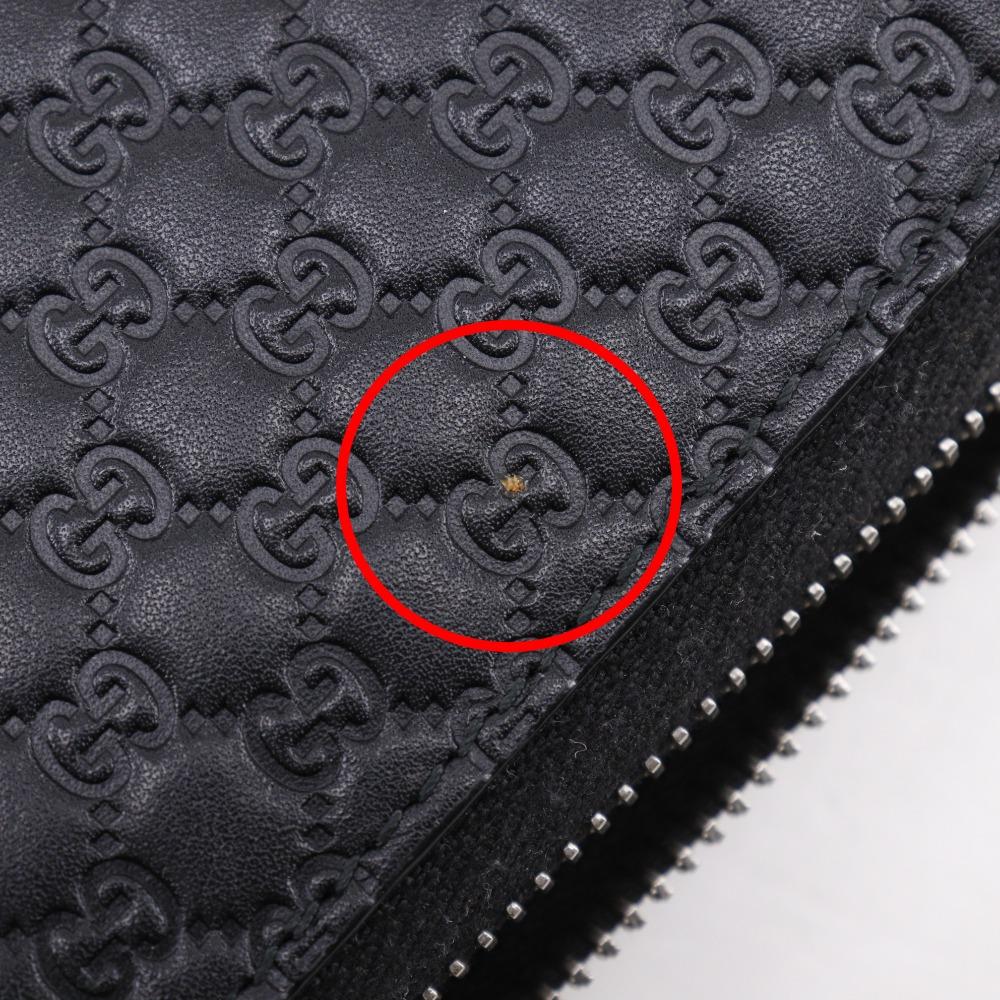 Gucci Travel Document Case Purse 449246 Micro Outlet Black Sima Leather Mens Used
