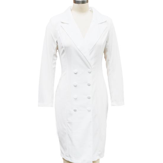 Yousheng Women's Blazer Dress Notch Lapel V Neck Long Sleeve Work Dress Church Office Sheath Dress Double Breasted Business Outfit