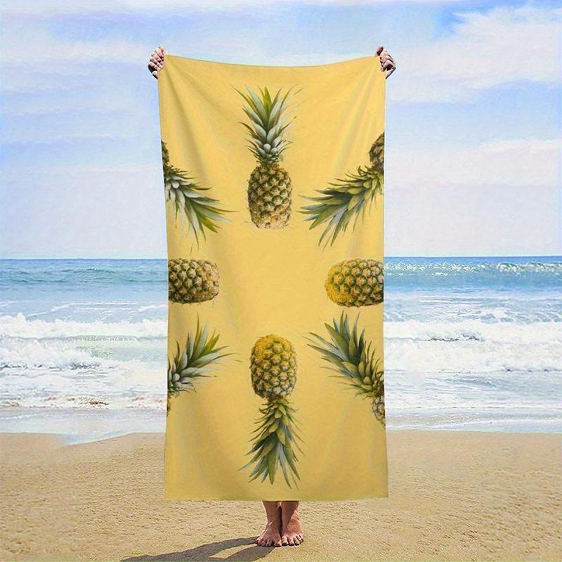 

Beach Towel Pineapple Printed Pattern Sun Protection Windproof Suitable For Pool Camping Travel Blanket W40*H60(CM)