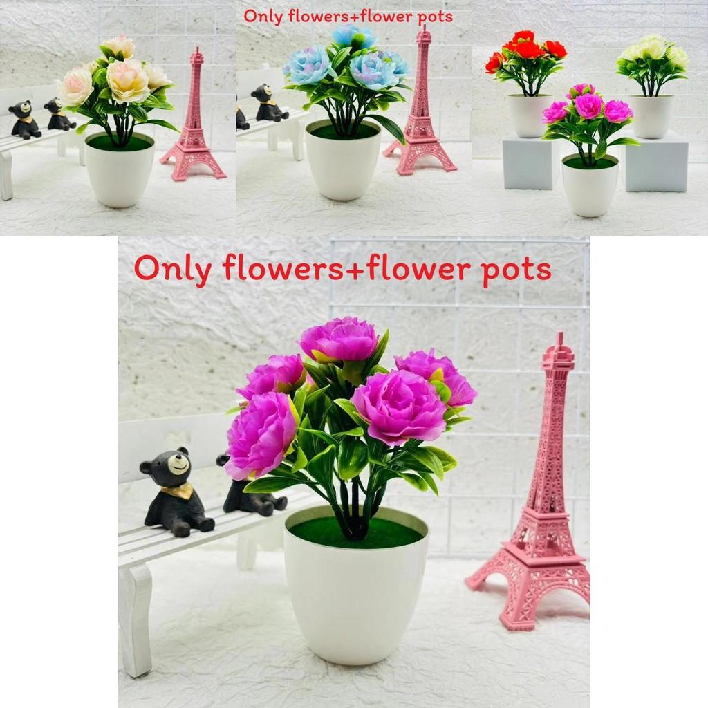 Peony Rose Artificial Flower Arrangement With Plastic And Silk For Indoor Decoration