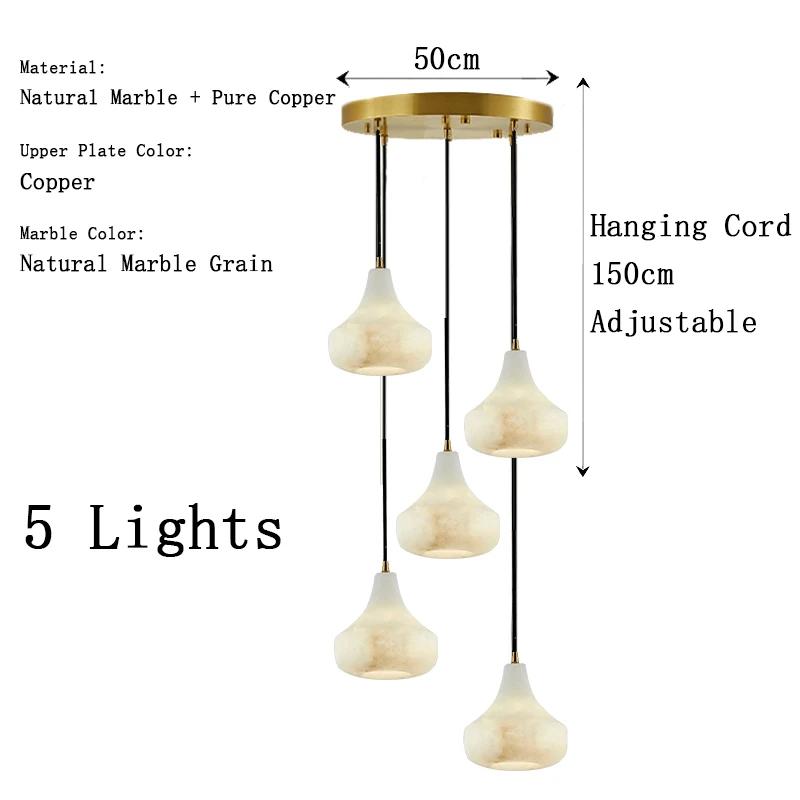 Natural marble restaurant pendant light ceiling light room decoration high-end snowflake stone all copper home hanging  fixtures