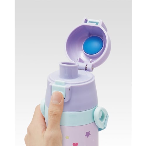Skater Children's Water Bottle, 2-Way, 470ml (Direct Drinking) or 430ml (Cup Drinking), Little Unicorn Design, Stainless Steel, Insulated, Lightweight