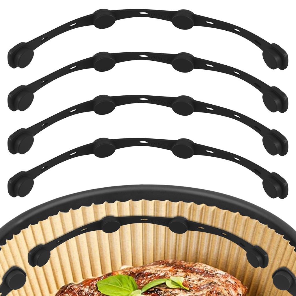 4Pcs Air Fryer Magnet Silicone Buckle for Parchment Paper Liners High-Temp Resistant Magnetic Fastening Buckle Fryer Accessories