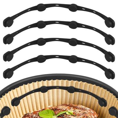 4 Pièces Aimant Friteuse à Air Boucle en Silicone pour Doublures en Papier Sulfurisé Résistant aux Hautes Températures Boucle de Fixation Magnétique Accessoires Friteuse