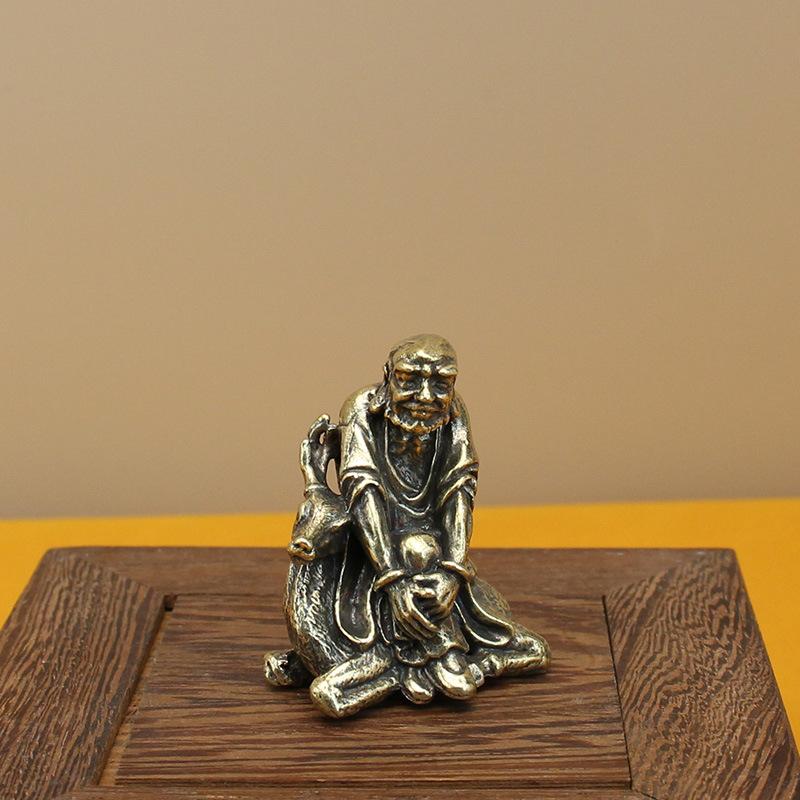 All Brass Eighteen Arhat Ornaments Collection Antique Retro Dragon and Tiger Tabletop Copper Ornaments Solid Mini Copper Man